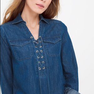 WHBM Petite Denim Shirt Dress, size 0P